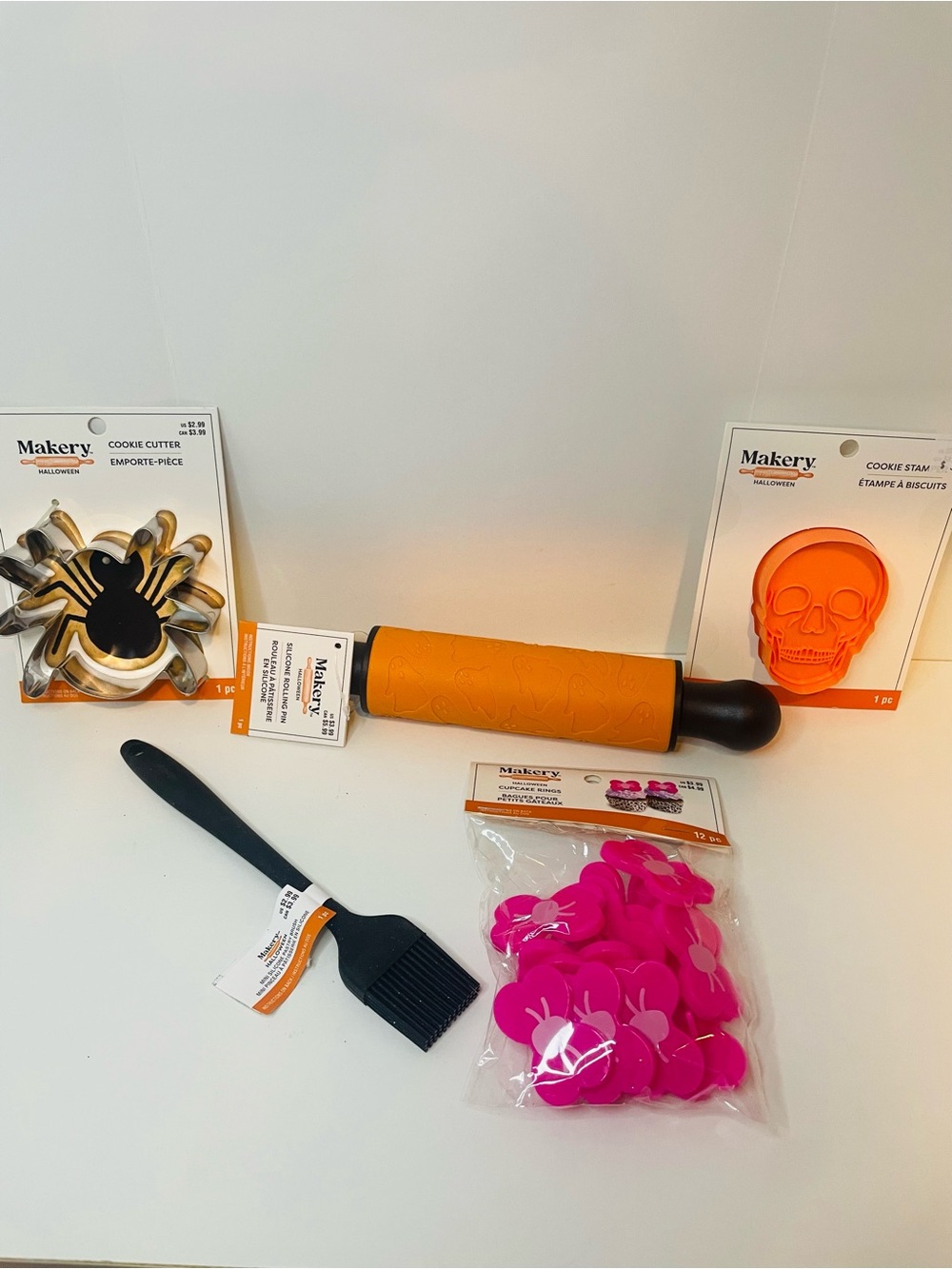 Halloween Baking Bundle: cookie cutters, rolling pin, cupcake toppers, brush